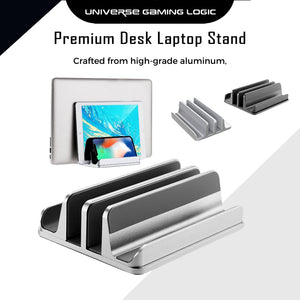 UGL Aluminum Vertical Laptop Stand – 2-in-1 Adjustable Dock